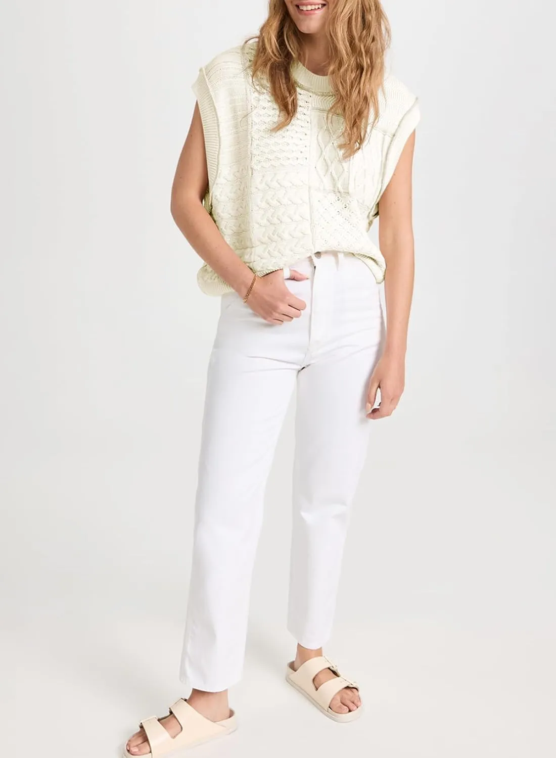 EVALESS Women's Sweater Vests Summer Cap Sleeve Crewneck Sleeveless Knitted Crochet Tops Trendy 2025