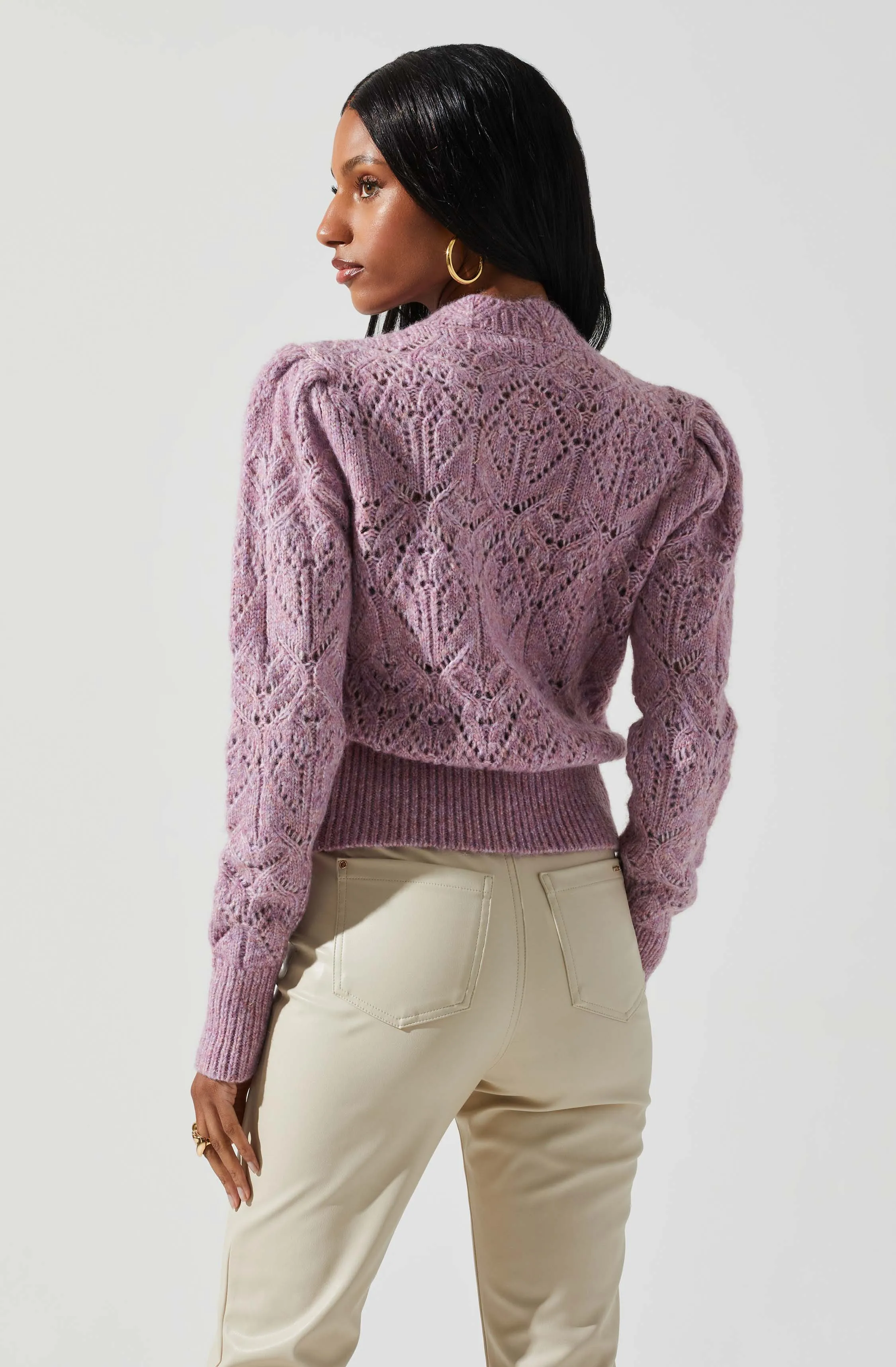 Evy Puff Sleeve Pointelle Sweater