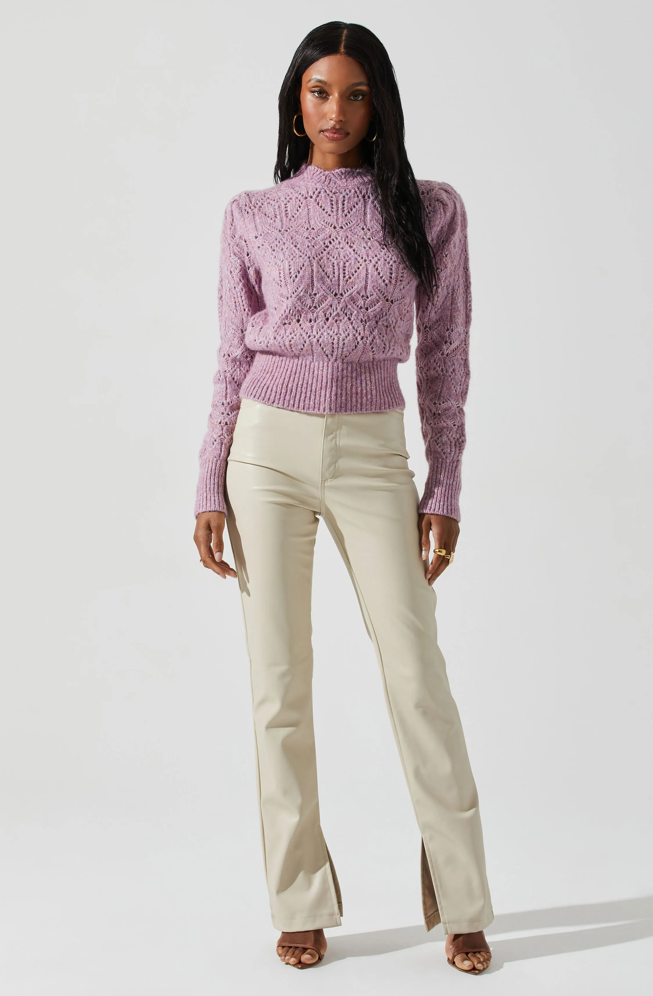 Evy Puff Sleeve Pointelle Sweater