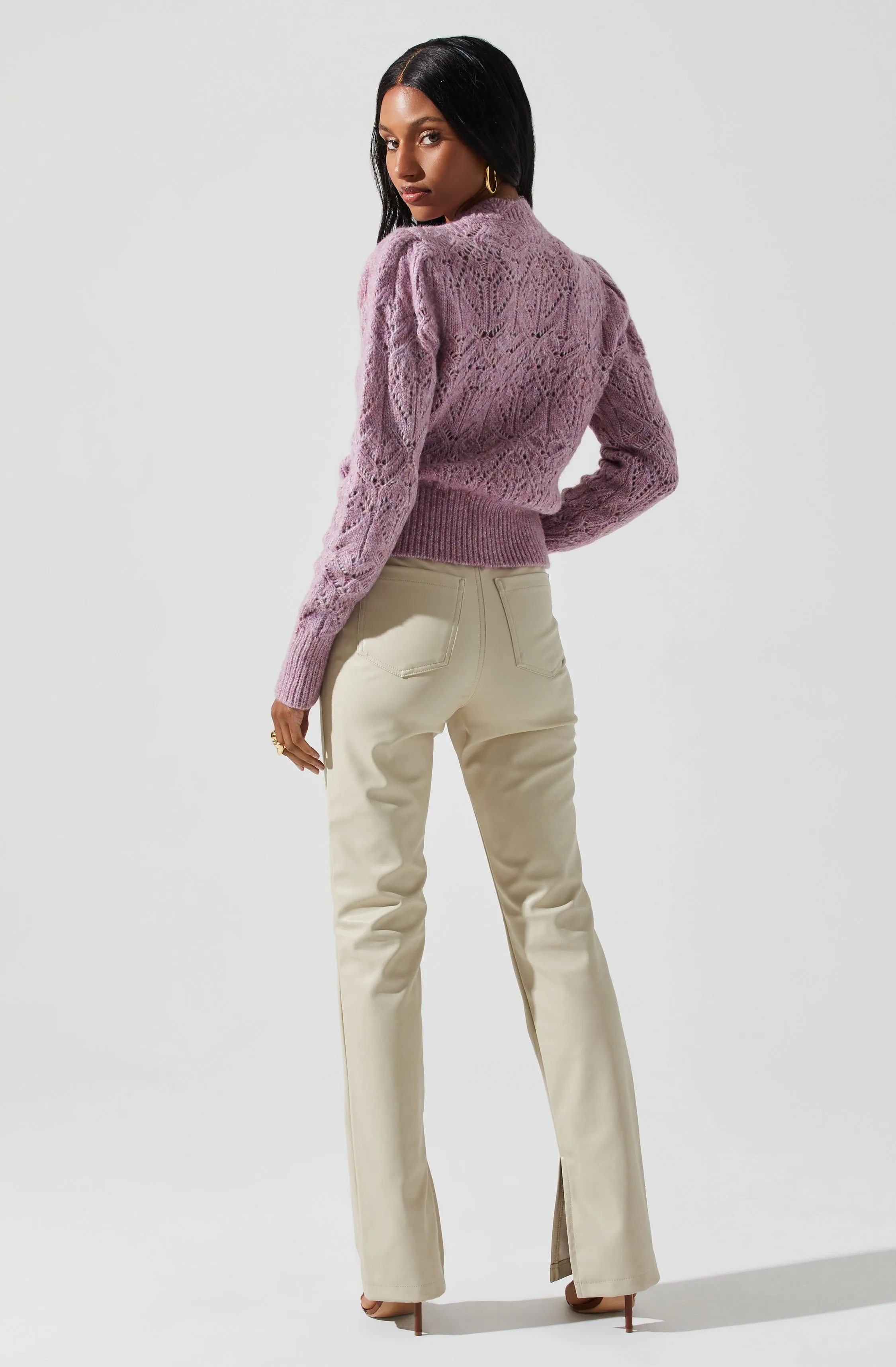 Evy Puff Sleeve Pointelle Sweater