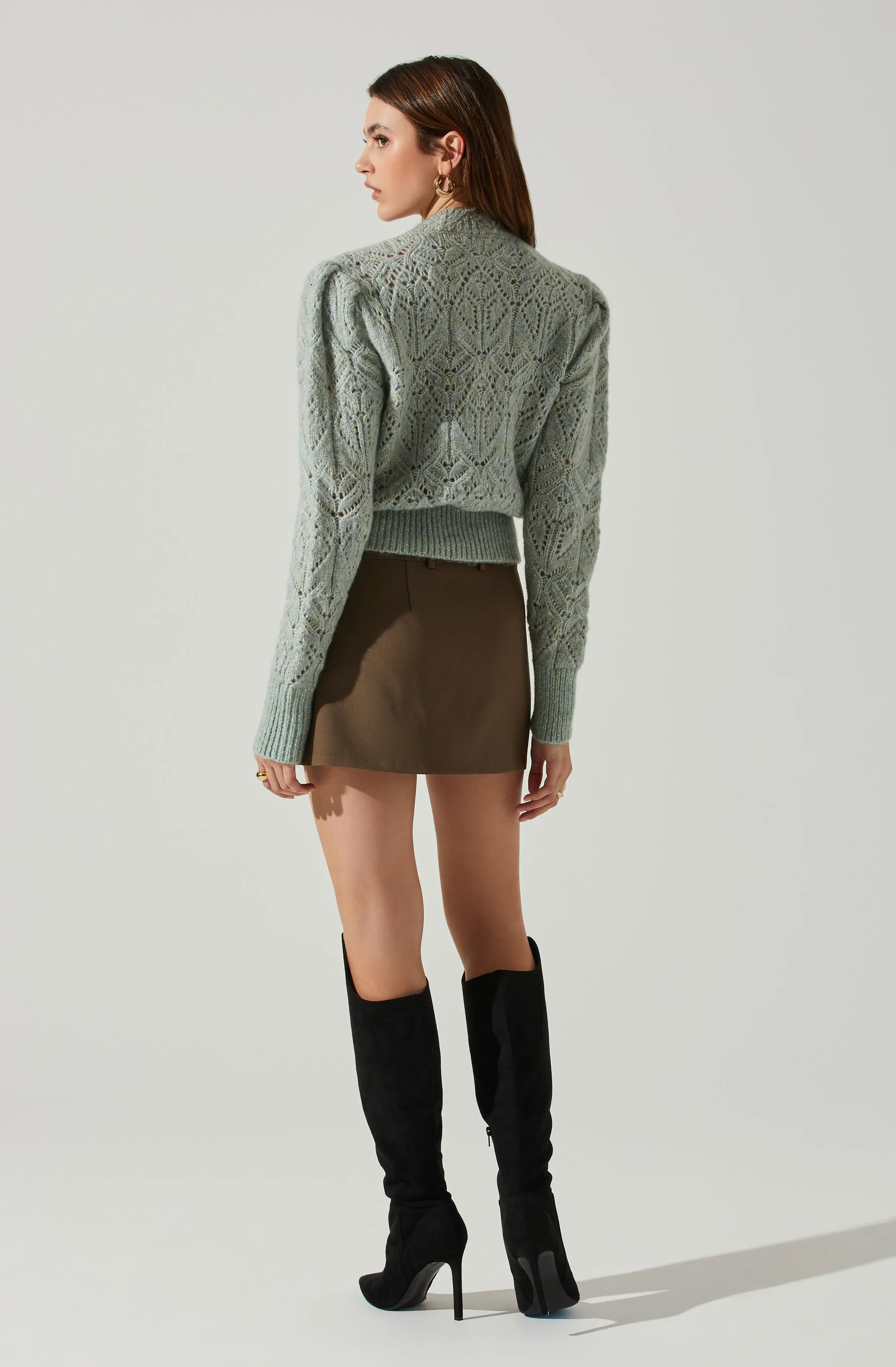 Evy Puff Sleeve Pointelle Sweater