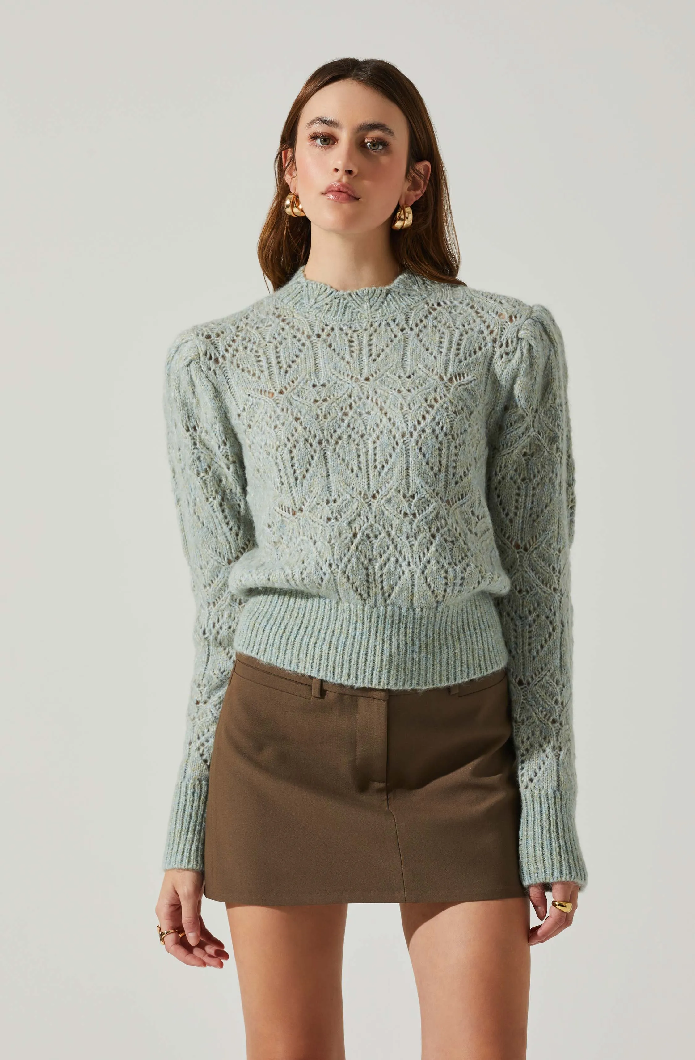 Evy Puff Sleeve Pointelle Sweater