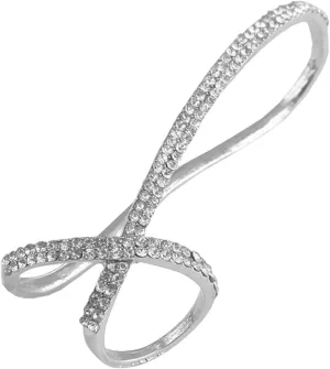 Exquisite Ring Freshing Style Ladies Couple Love Rings,Finger Ring Bracelet Simple Style All-Match Fashion Jewelry Shiny Rhinestone Palm Cross Ring for Party