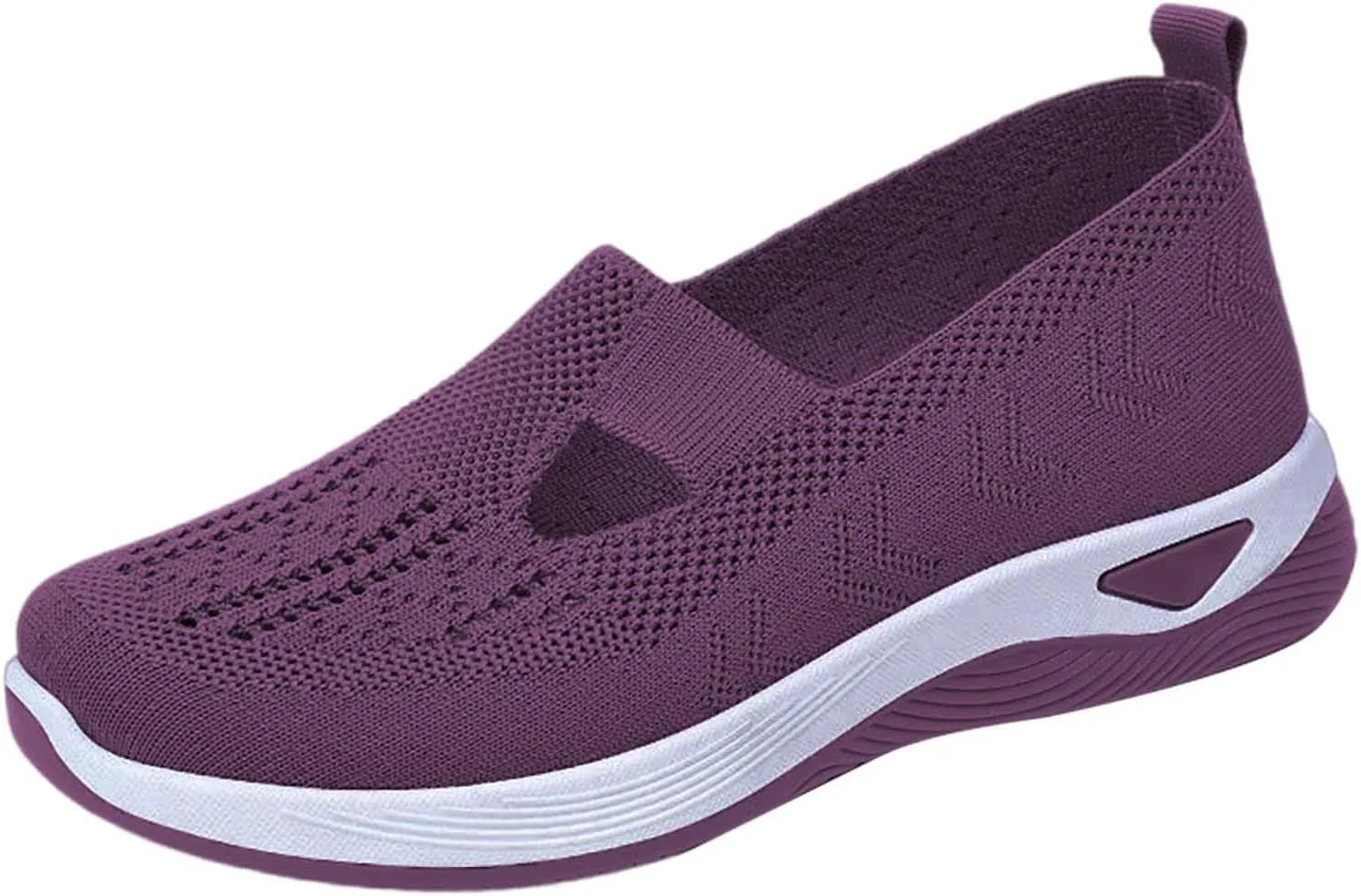 Extra Wide Women's Elegant Woven Breathable Walking Shoes Slip-On Foam Sneakers Comfortable High Heel 6 cm (3.5 UK Purple)