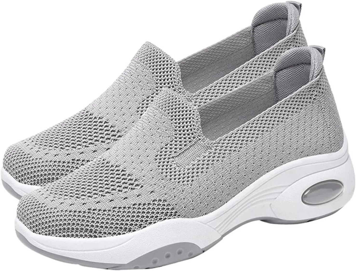 Extra Wide Women's Slip-on Shoes Breathable Woven Foam Sneakers with for Walking and Casual Wear (7.5 UK Gray)