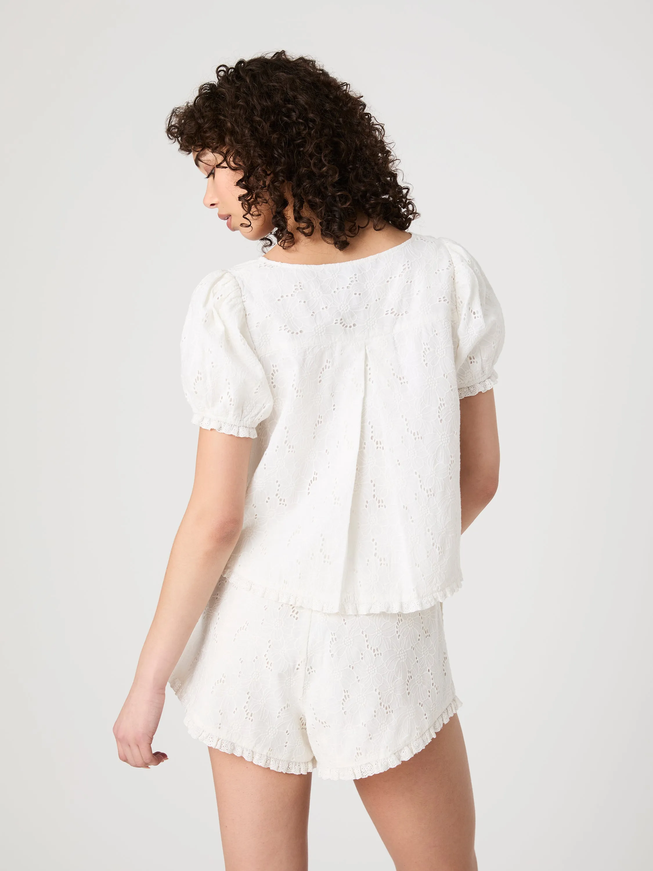 Eyelet Puff Sleeve Top