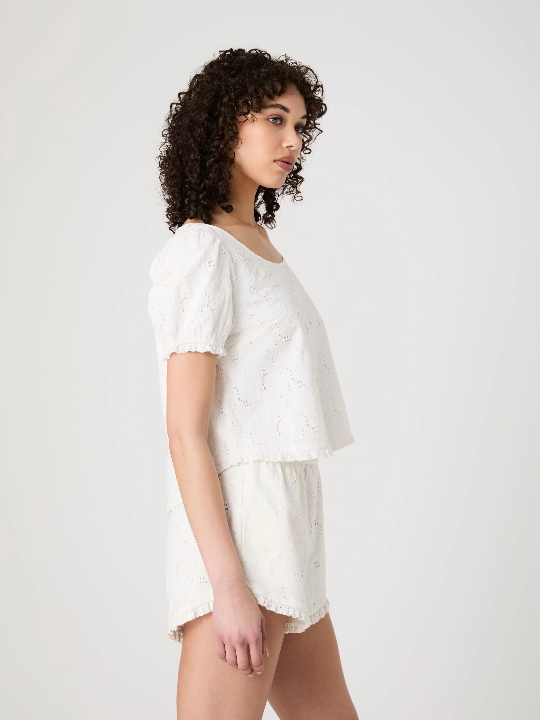 Eyelet Puff Sleeve Top