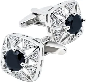 Faceted Black Crystal Cufflinks for Men In Gift Case Square Shape Gemstone Men's Cufflinks Jewelry for Wedding Party Business Birthday Anniversary Dress