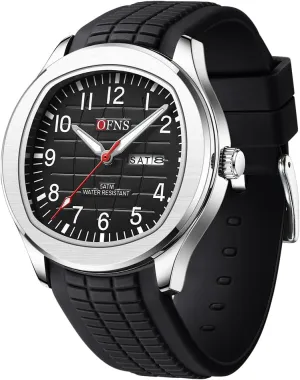FANMIS Mens Fashion Analog Military Watch Double Date Rubber Strap Waterproof Watches Classic Luminous Minimalist Dainty Dress Designer Quartz Watches for Men