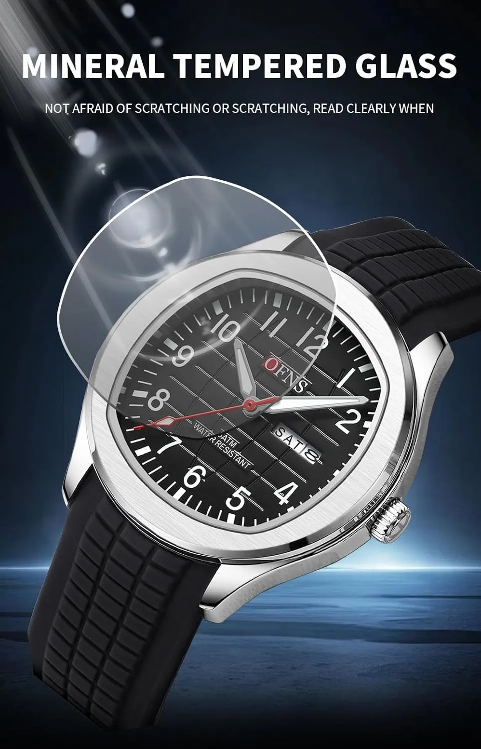FANMIS Mens Fashion Analog Military Watch Double Date Rubber Strap Waterproof Watches Classic Luminous Minimalist Dainty Dress Designer Quartz Watches for Men