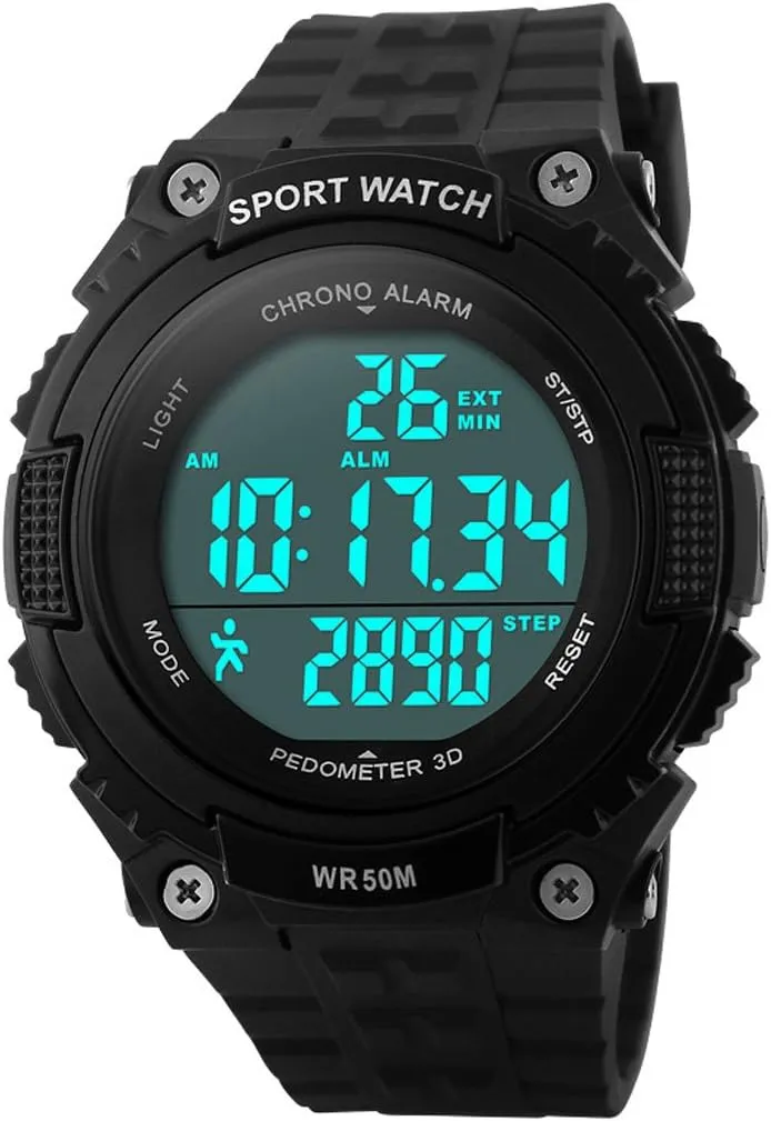 FANMIS Unisex Pedometer Watches Military Multifunctional 50M Waterproof Digital Outdoor Sports Watch