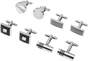 Fashionable Suit Cufflinks 4 Pairs for Men Brass Easy to Replace for Him