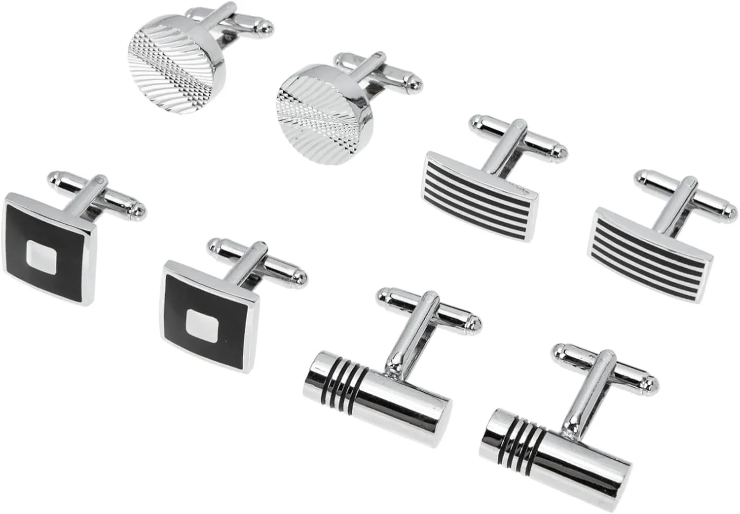 Fashionable Suit Cufflinks 4 Pairs for Men Brass Easy to Replace for Him