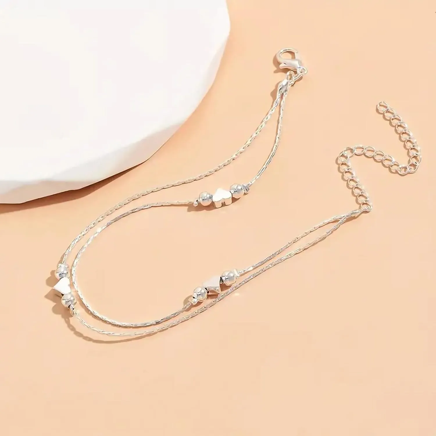 Fesciory Women Heart Anklet Adjustable Beach Layered Ankle Bracelets for Women Gold Alloy Foot Chain Jewelry