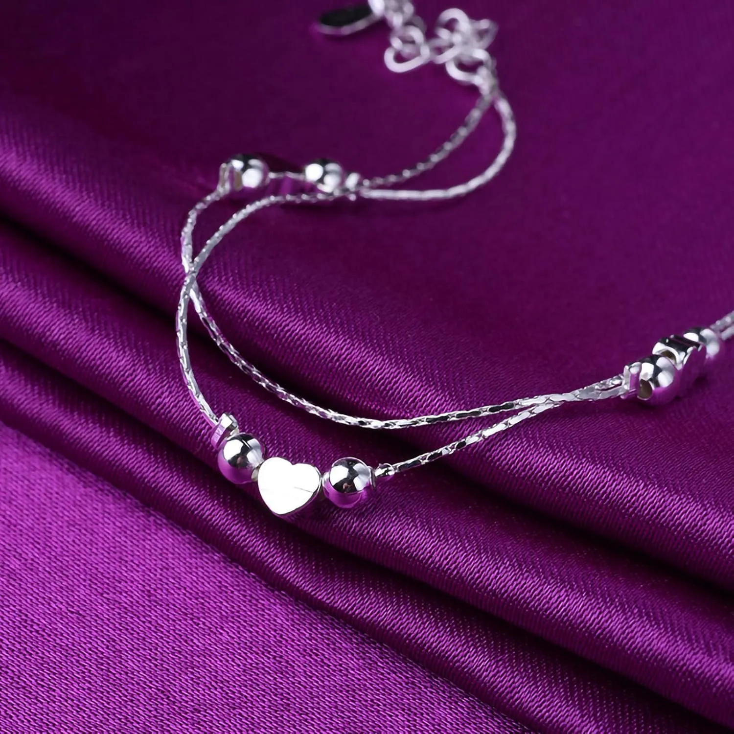 Fesciory Women Heart Anklet Adjustable Beach Layered Ankle Bracelets for Women Gold Alloy Foot Chain Jewelry