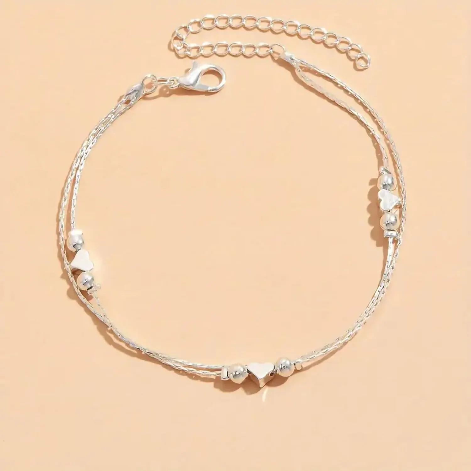 Fesciory Women Heart Anklet Adjustable Beach Layered Ankle Bracelets for Women Gold Alloy Foot Chain Jewelry