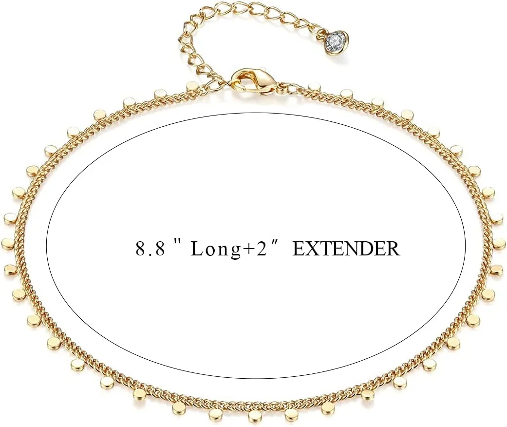 Fettero Anklet Bracelets for Women Gold Plated Dainty Waterproof Anklet Charm Bracelet Summer Beach Foot Jewelry