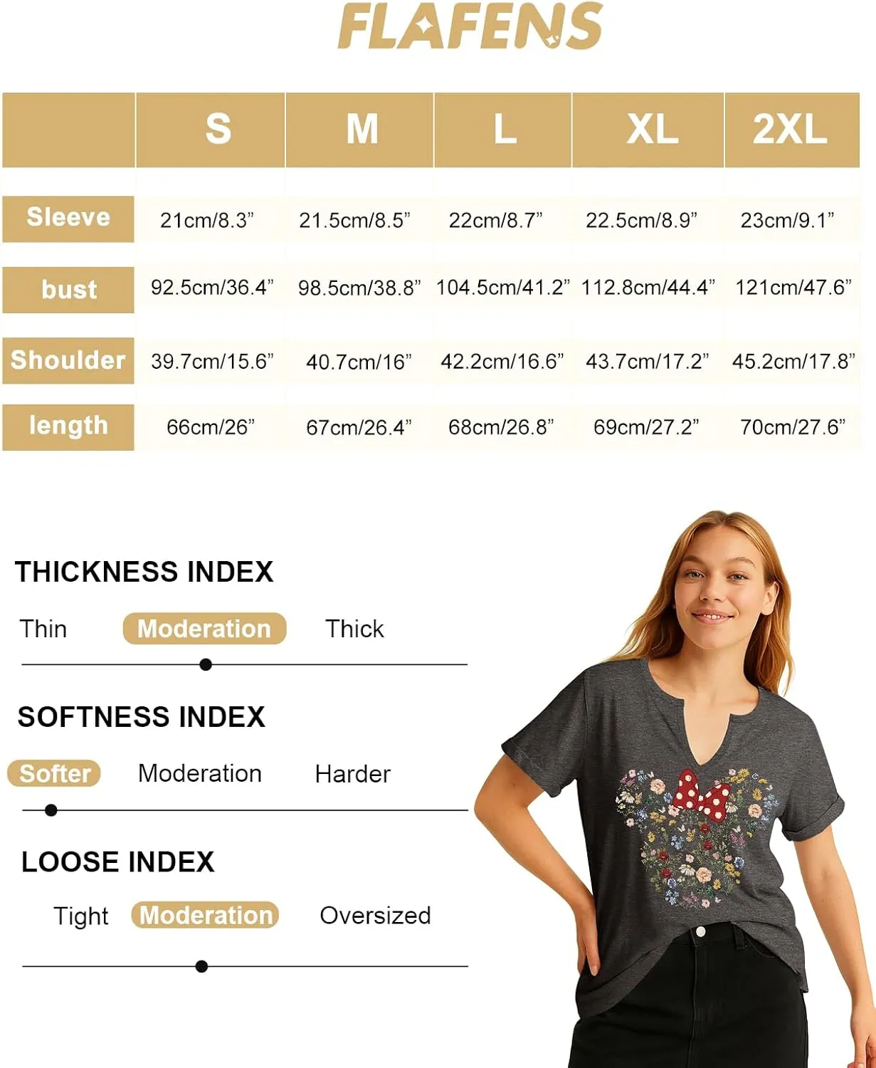 Flafens V Neck T-Shirts for Women - Graphic Short Sleeve Tees Tops Fashion Trendy Soft Casual Summer Outfits Clothes