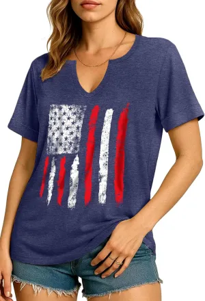 Flafens V Neck T-Shirts for Women - Graphic Short Sleeve Tees Tops Fashion Trendy Soft Casual Summer Outfits Clothes