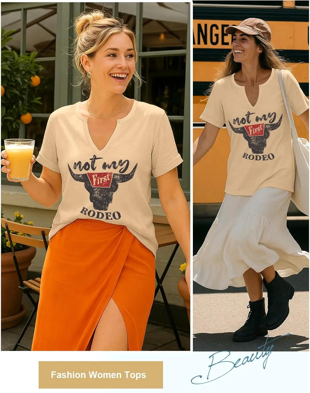 Flafens V Neck T-Shirts for Women - Graphic Short Sleeve Tees Tops Fashion Trendy Soft Casual Summer Outfits Clothes