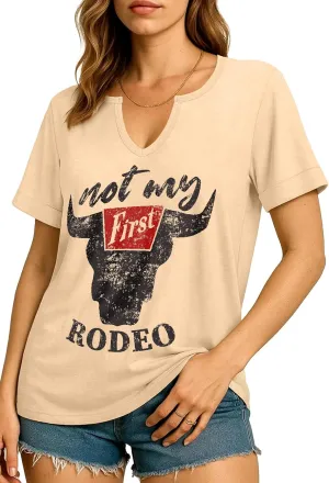 Flafens V Neck T-Shirts for Women - Graphic Short Sleeve Tees Tops Fashion Trendy Soft Casual Summer Outfits Clothes