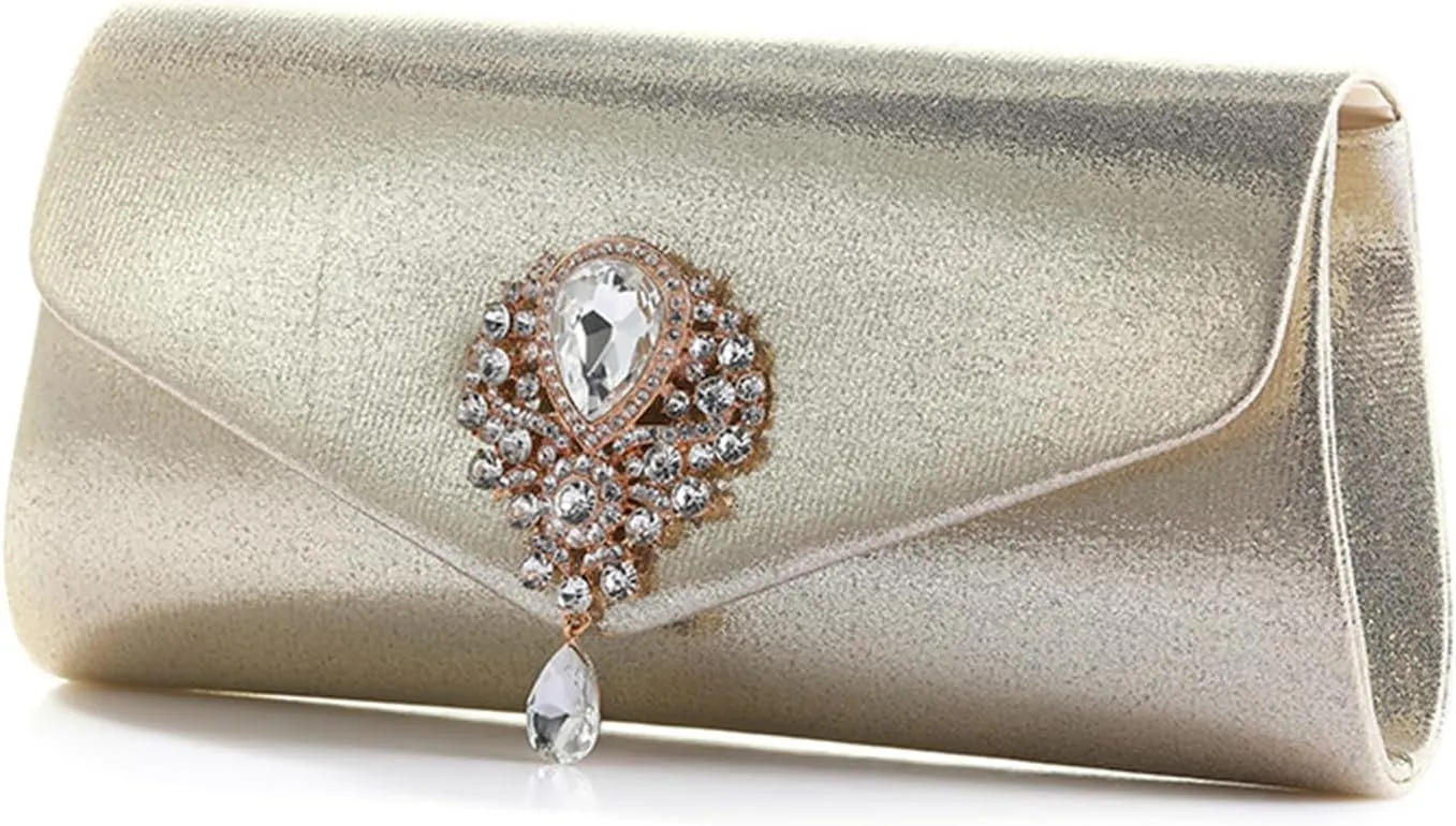 Flap Sparkling Evening Clutch Bag with Detachable Chain Shoulder Bag Small Phone Wallet Crossbody Bag for Wedding Prom