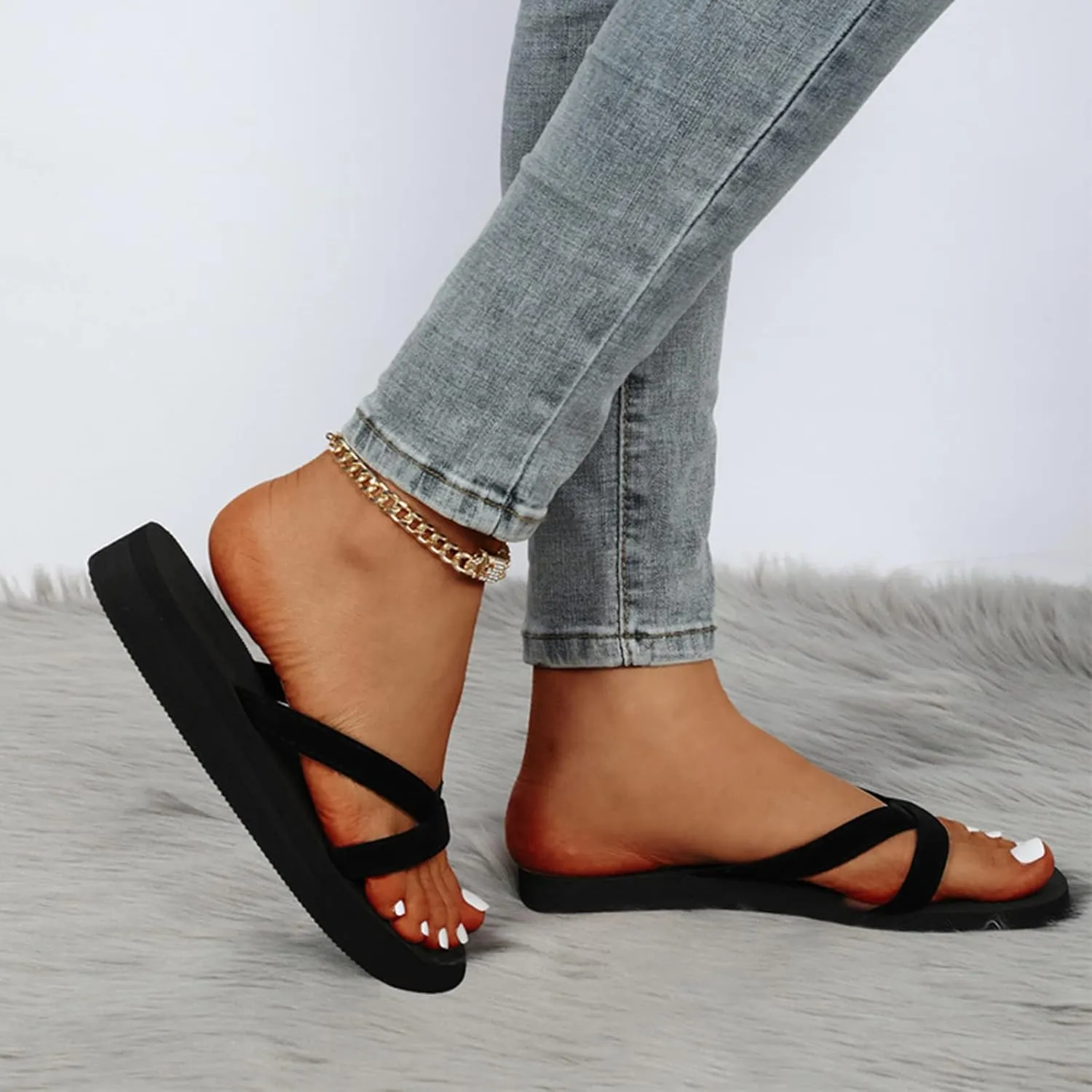 Flip Flops Arch Support Womens Platform Sandals Women Chunky Heel 2023 Sandals for Woman