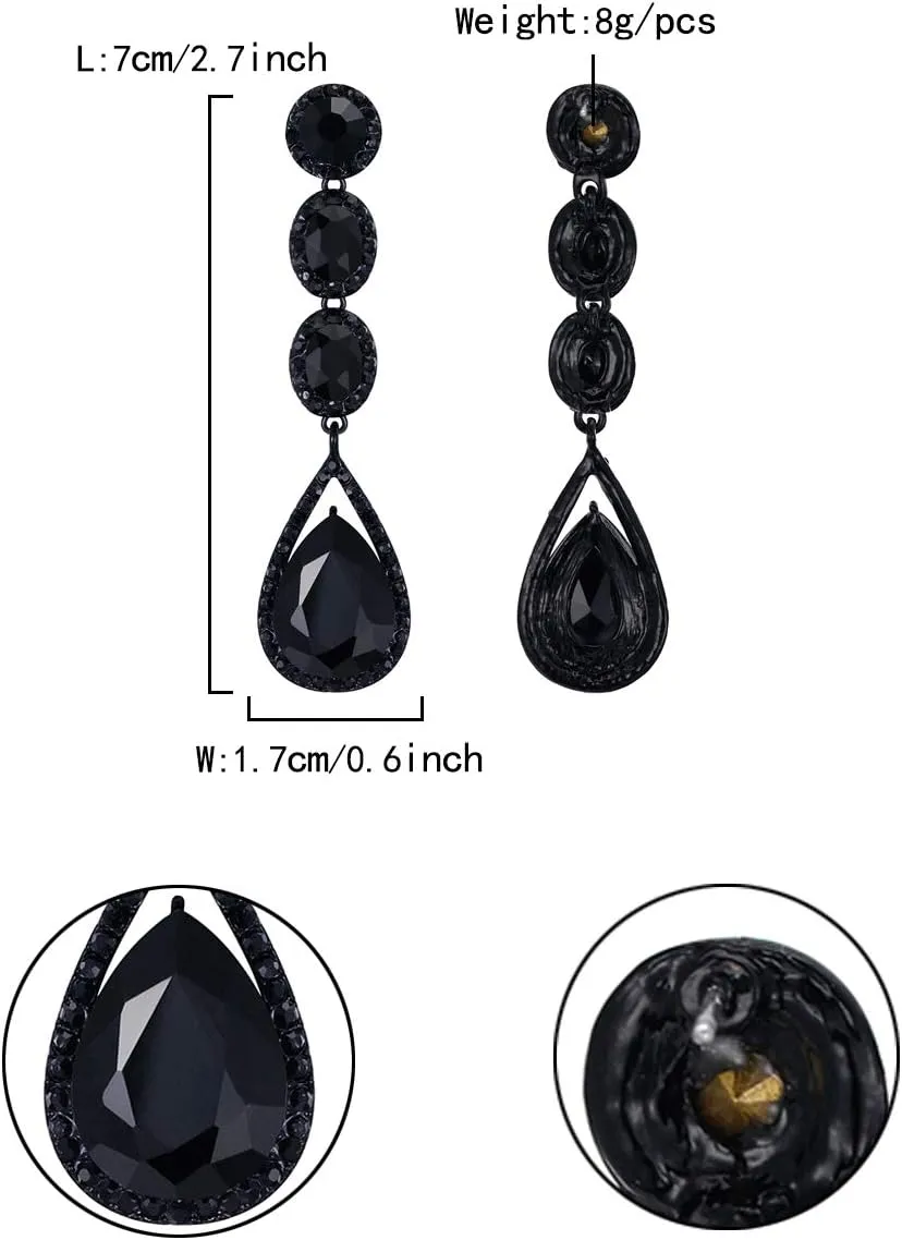 Flyonce Wedding Bridal Rhinestone Crystal Multi Teardrop Pierced Dangle Earrings