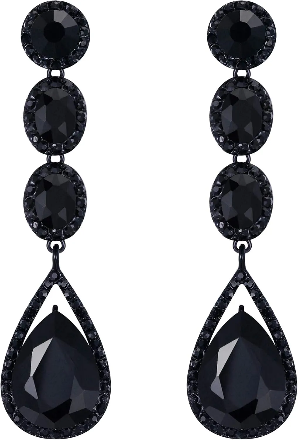 Flyonce Wedding Bridal Rhinestone Crystal Multi Teardrop Pierced Dangle Earrings