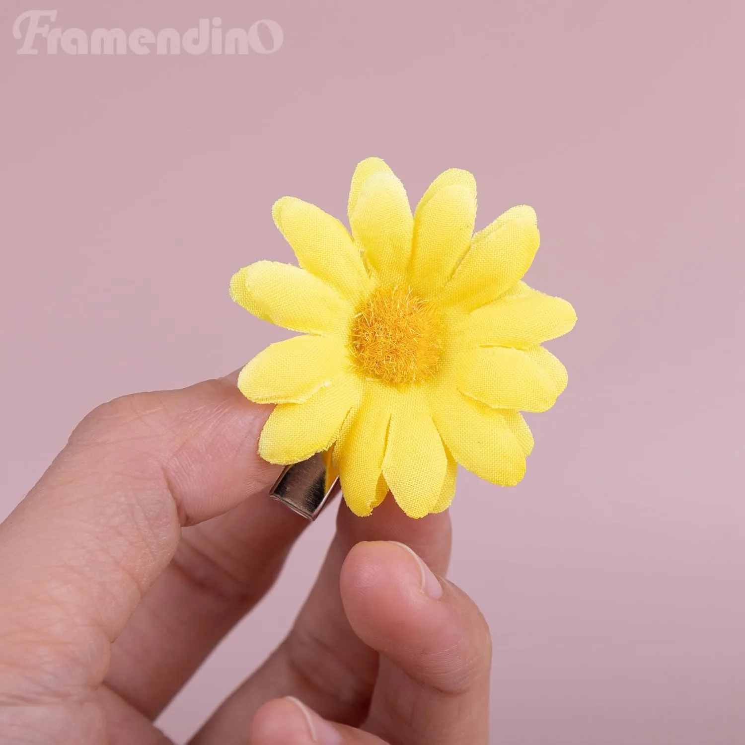 Framendino, 12 Pack Yellow Daisy Clip Flower Clips Small Sunflower Hairpins Bridal Accessories for Women Girls Beach Wedding Decor