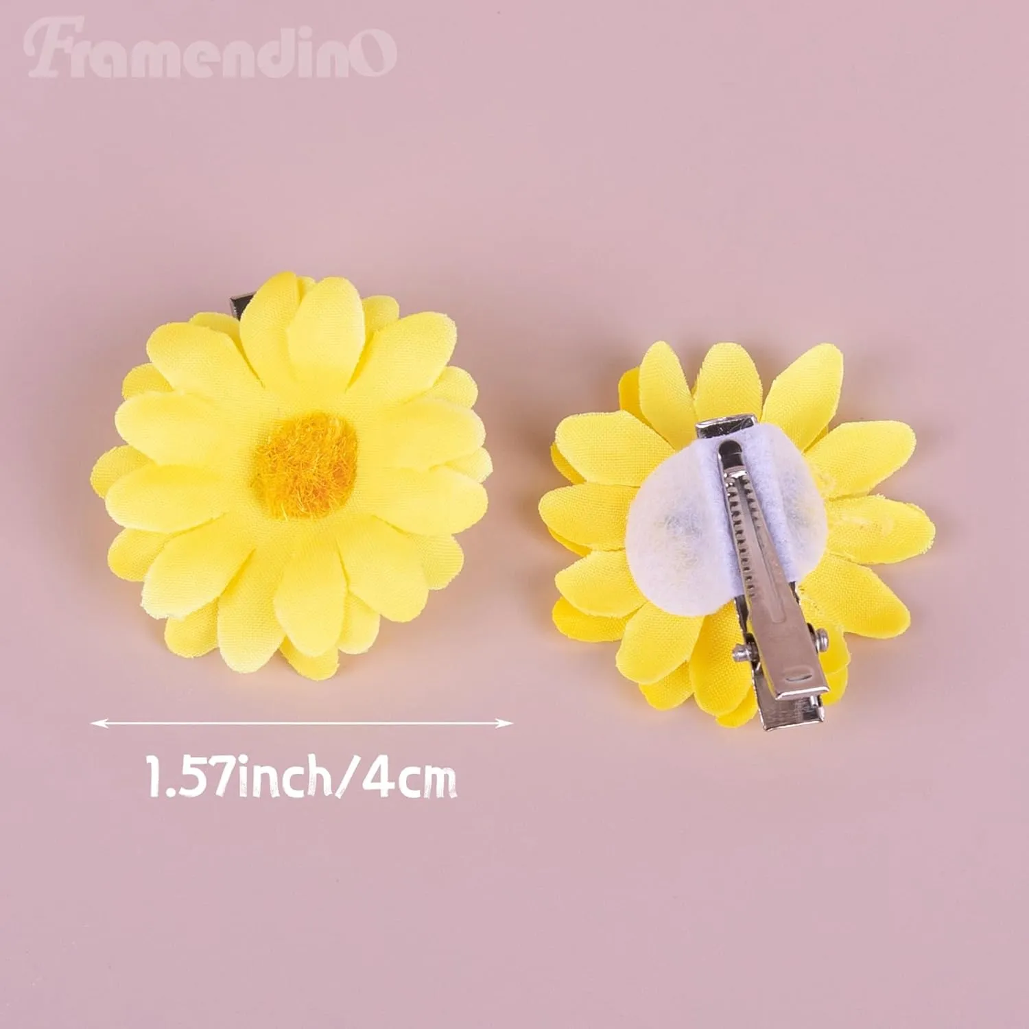 Framendino, 12 Pack Yellow Daisy Clip Flower Clips Small Sunflower Hairpins Bridal Accessories for Women Girls Beach Wedding Decor