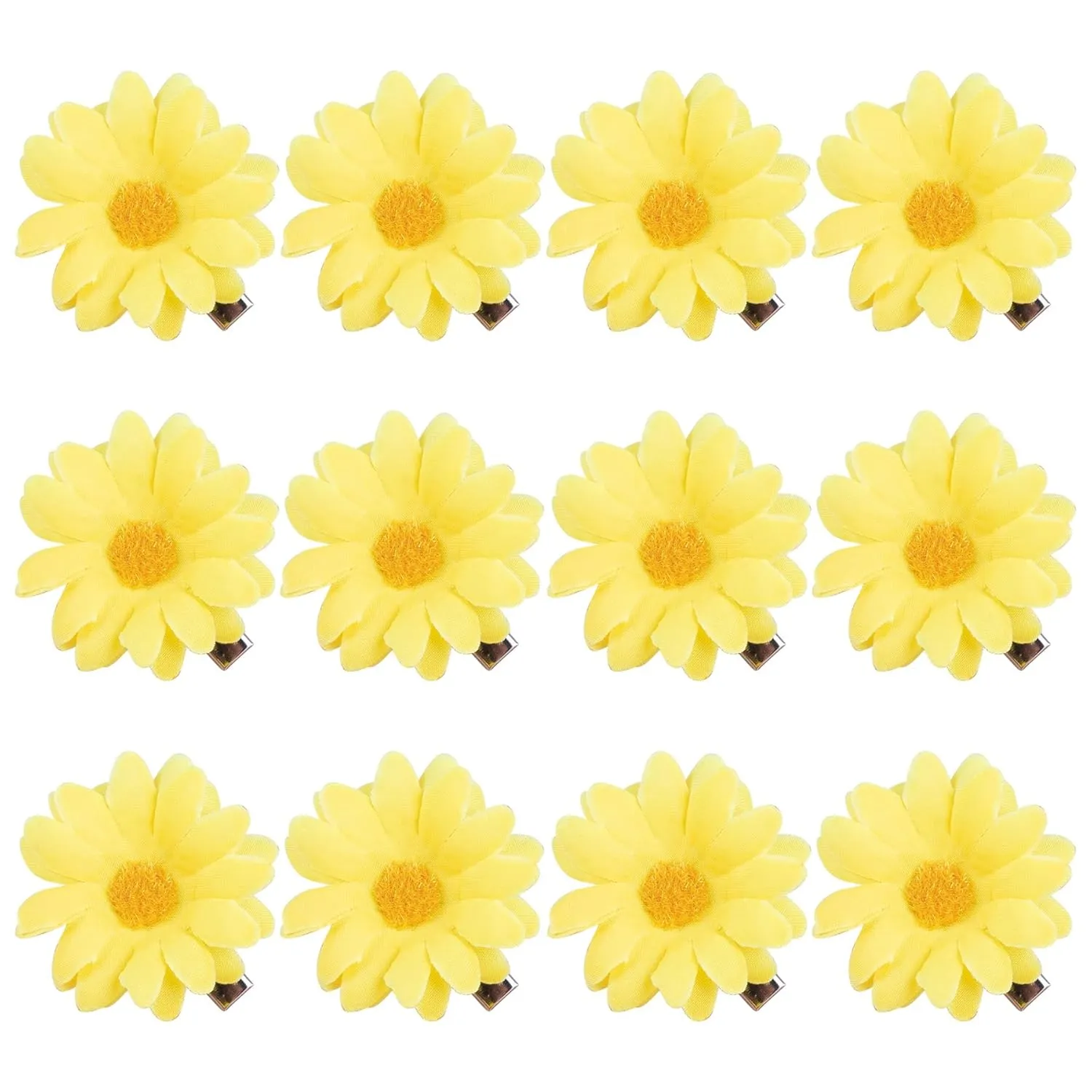 Framendino, 12 Pack Yellow Daisy Clip Flower Clips Small Sunflower Hairpins Bridal Accessories for Women Girls Beach Wedding Decor