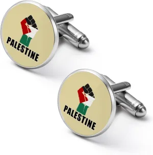 Free Palestine Palestinian Flag Cufflinks for Men Round Cuff Links Tuxedo Shirts for Business Wedding Formal Suit
