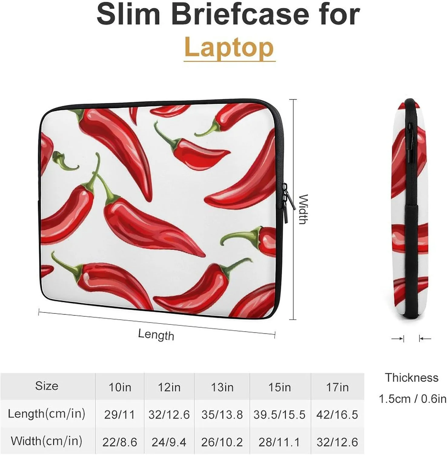 Fresh Red Chili Pepper Personalized Laptop Bag Business Casual Laptop Cases Slim Computer Bag Briefcase