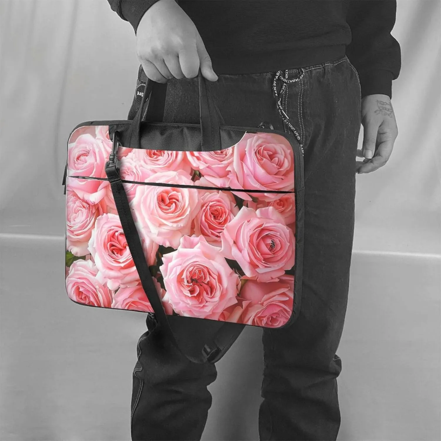 Fresh Roses Printed Laptop Tote Bag Travel Business Computer Bag Work Bag for Men Women
