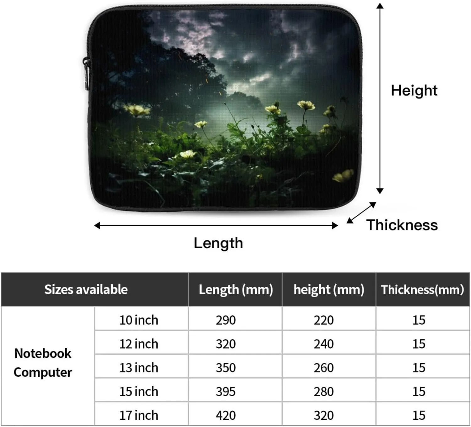 Fresh Wildflowers Laptop Sleeve Case 10 Inch Suitable for Notebook Computer Tablet Traveling Carrying Simple Case