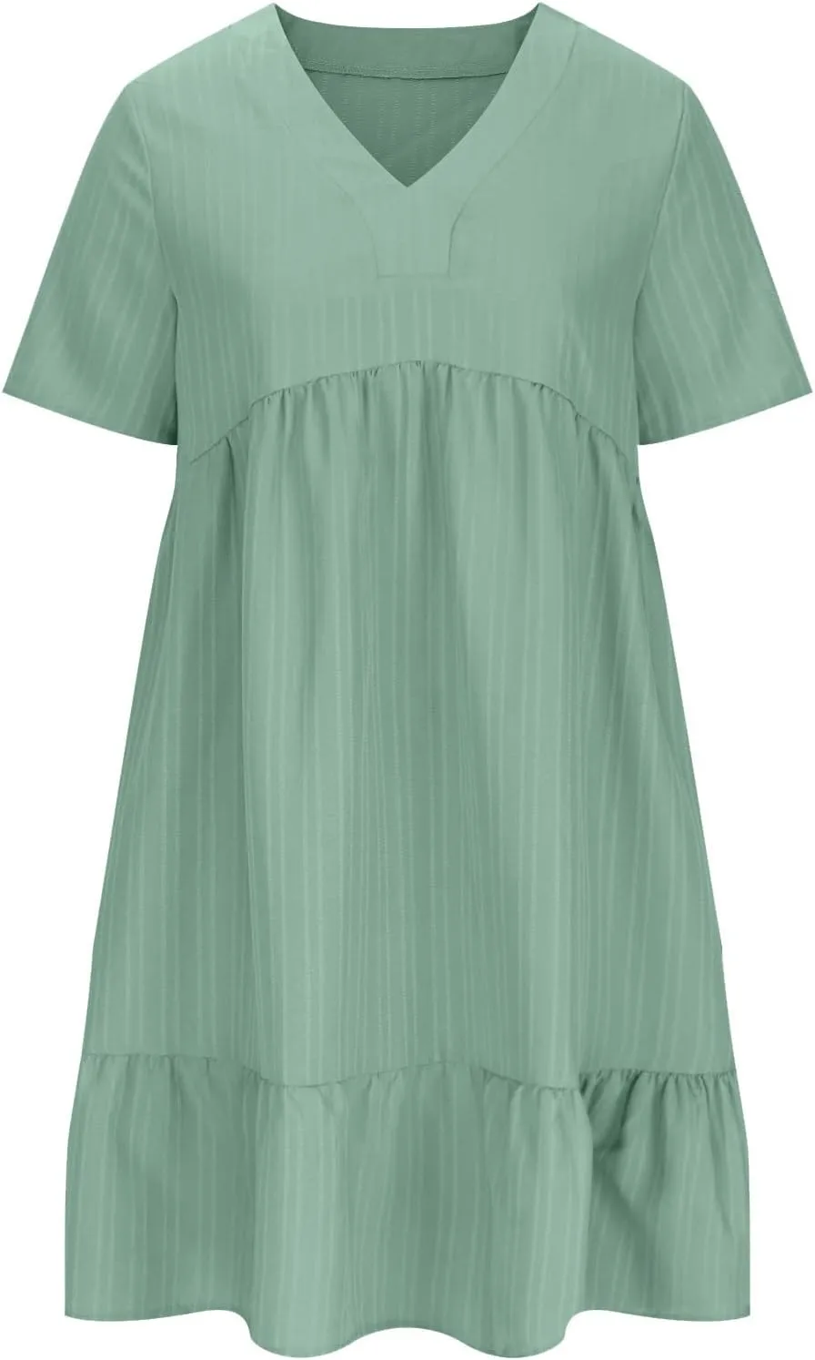 FZYLQY Womens Summer V Neck Dress 2025 Casual Short Sleeve Bohemian Mini Dress Flowy Ruffle A Line Beach Sundress for Ladies
