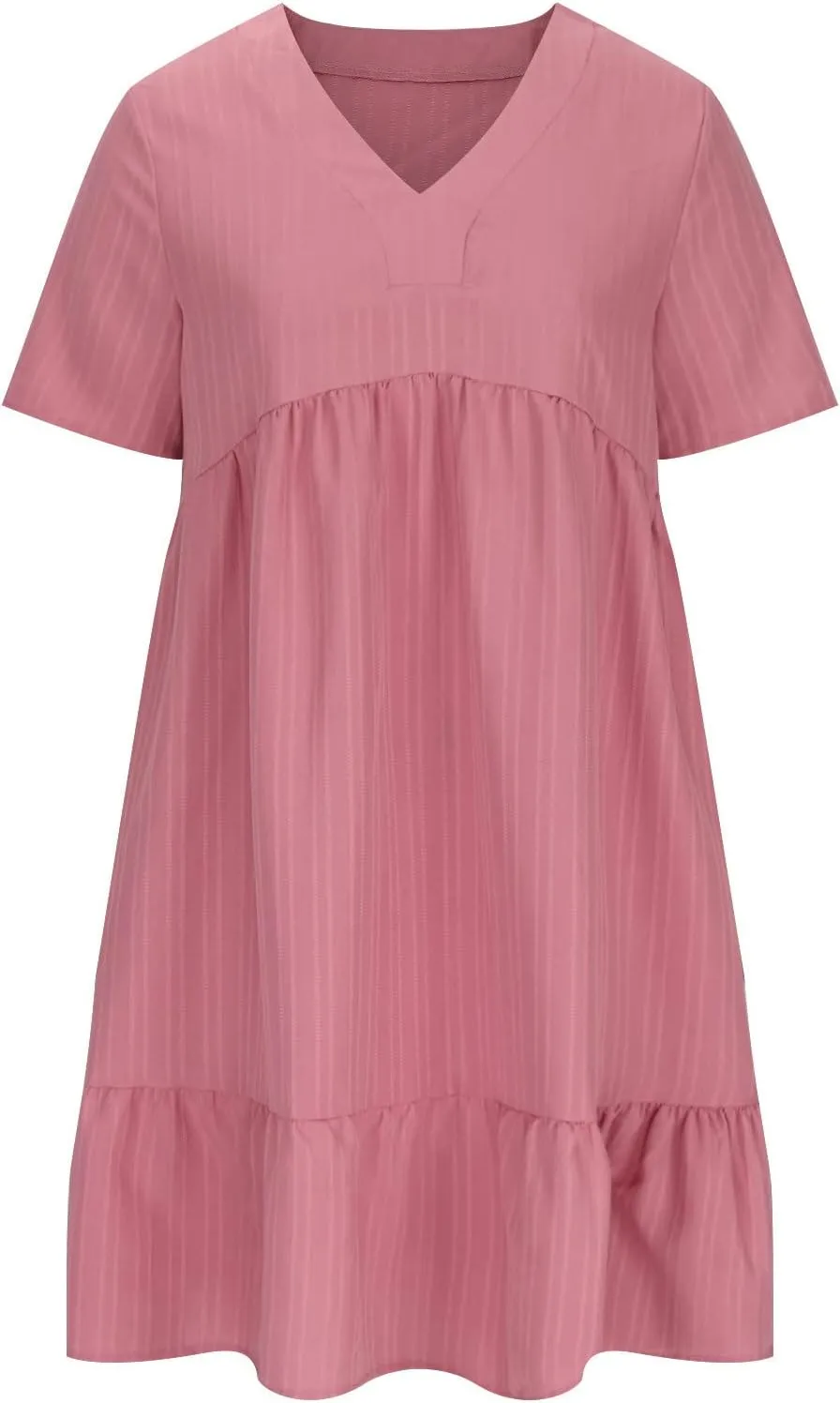 FZYLQY Womens Summer V Neck Dress 2025 Casual Short Sleeve Bohemian Mini Dress Flowy Ruffle A Line Beach Sundress for Ladies