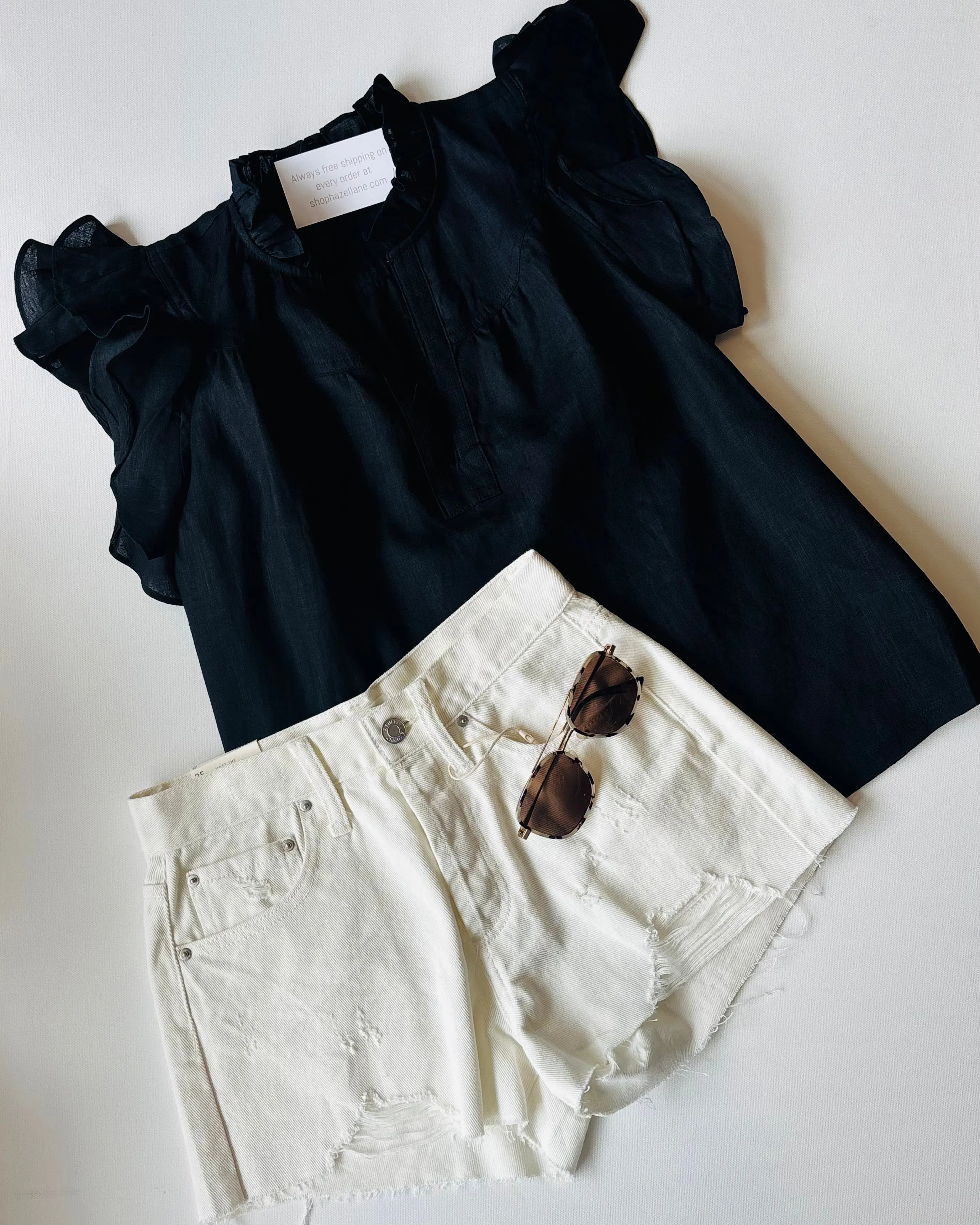 Gaia Ruffled Blouse- Black
