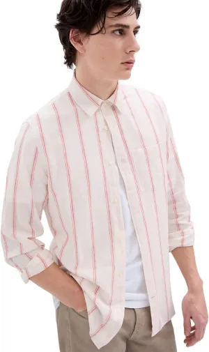 GAP Men's Linen Long Sleeve Shirt Standard Fit