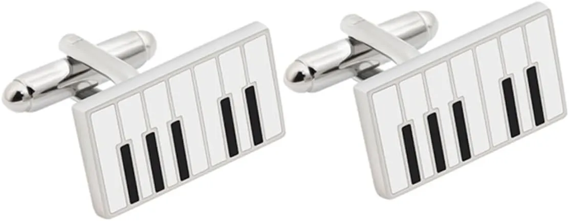 Gatuida Men's Piano Cufflinks Mens Cuff Link Men Black Gold Cufflinks Perfect Present for Father