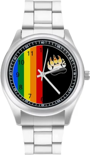 Gay LGBT Bear Flag Casual Wrist Watches for Men Classic Business Dress Watch Big Face for Work Gym, style