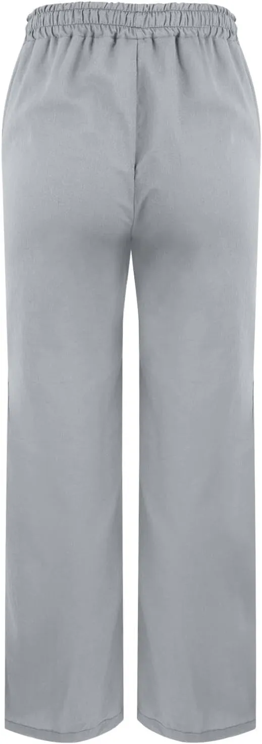 GIERIDUC Linen Pants for Women 2025 Summer High Waist Elastic Straight Leg Lounge Pant Casual Loose Beach Trousers w/Pockets