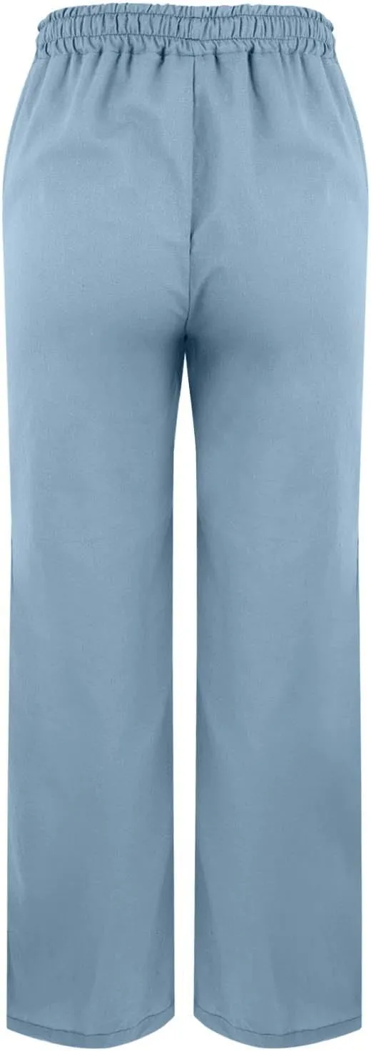 GIERIDUC Linen Pants for Women 2025 Summer High Waist Elastic Straight Leg Lounge Pant Casual Loose Beach Trousers w/Pockets
