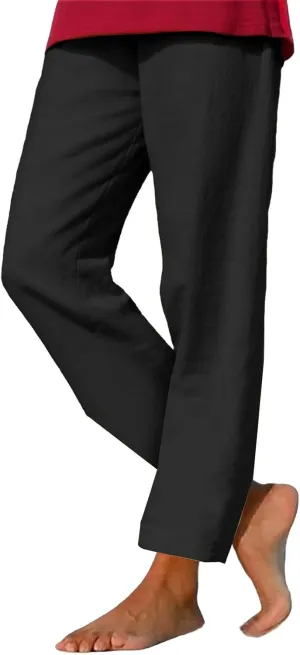 GIERIDUC Linen Pants for Women High Waisted Wide Leg Trousers Trendy Solid Color Drawstring Elastic Waist Summer Gauze Pants