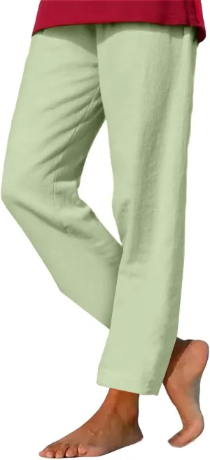 GIERIDUC Linen Pants for Women High Waisted Wide Leg Trousers Trendy Solid Color Drawstring Elastic Waist Summer Gauze Pants