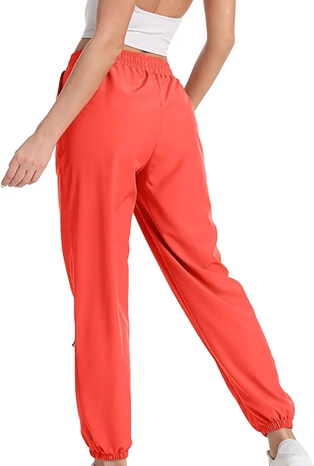 GIERIDUC Womens Cotton Linen Tapered Pants Summer Drawstring Elastic Waist Sweatpant Leggings Casual Trousers with Pockets