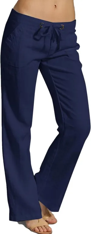GIERIDUC Womens High Waist CasualSummer Comfy Yoga Leggings Drawstring Straight Leg Lounge Trousers with Pockets