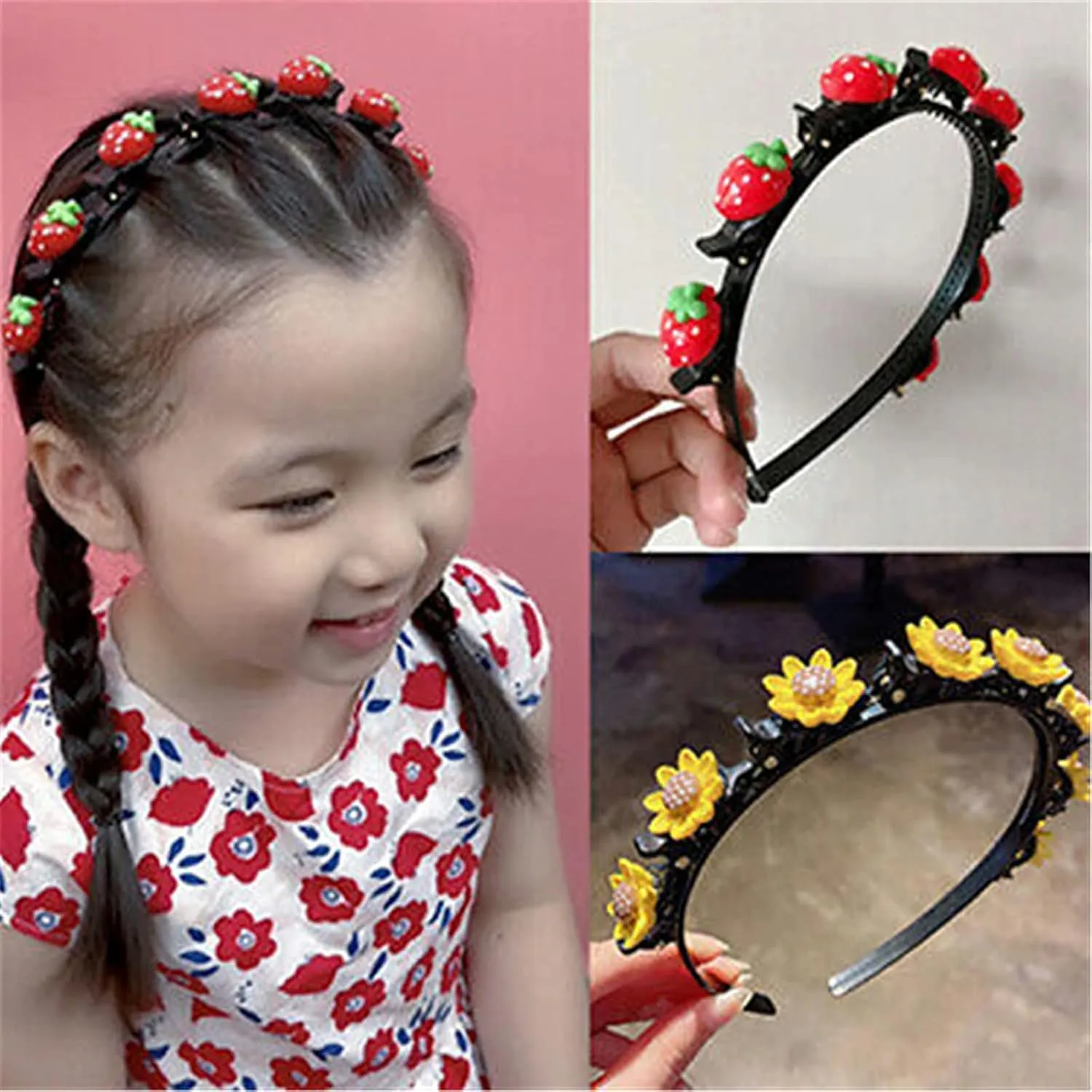 Girl Sweet Princess Hairstyle Hairpin, 2022 New Summer Little Girl Braided Hair Hairpin Headdress,Cartoon Headbands Plait Hair Tools Super Cute (5 Pcs)