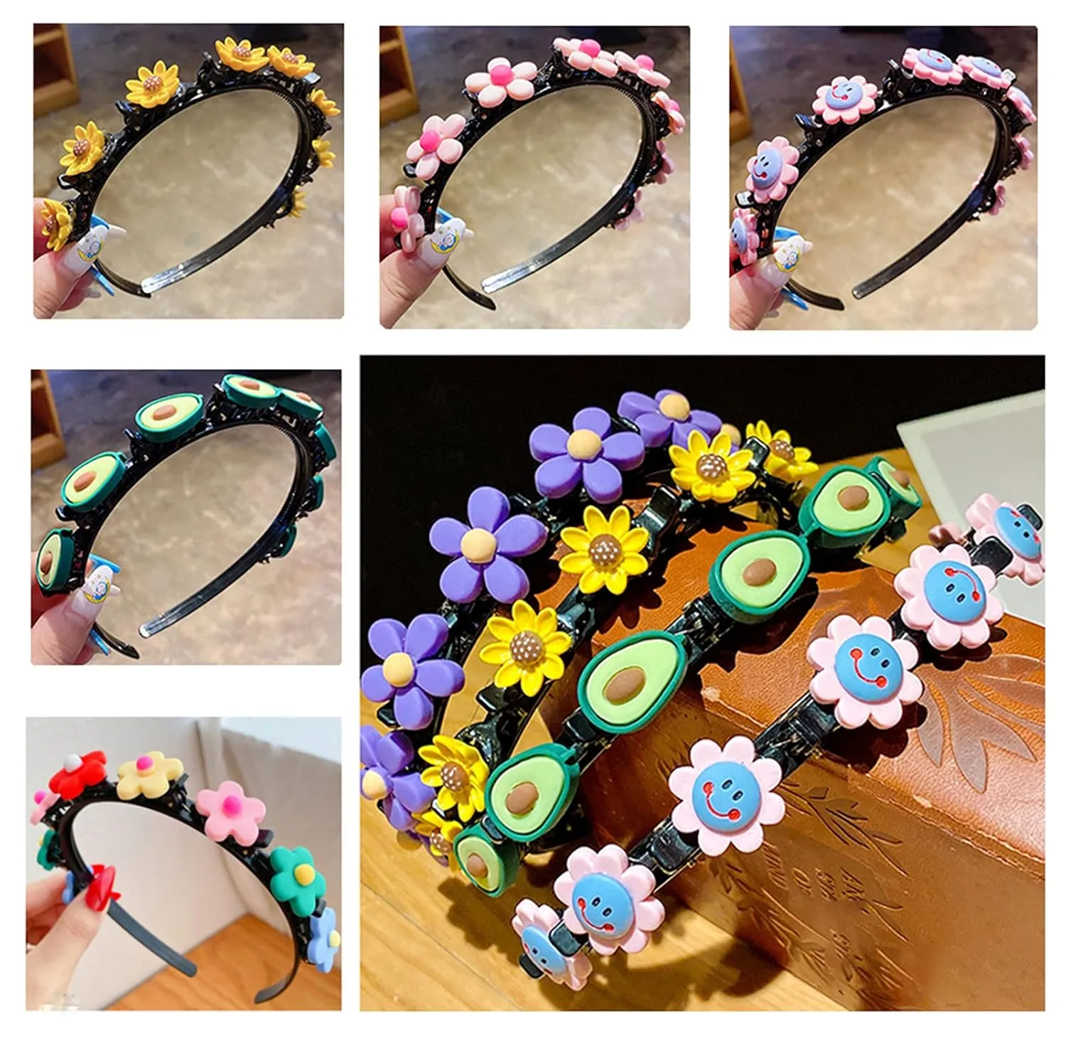 Girl Sweet Princess Hairstyle Hairpin, 2022 New Summer Little Girl Braided Hair Hairpin Headdress,Cartoon Headbands Plait Hair Tools Super Cute (5 Pcs)